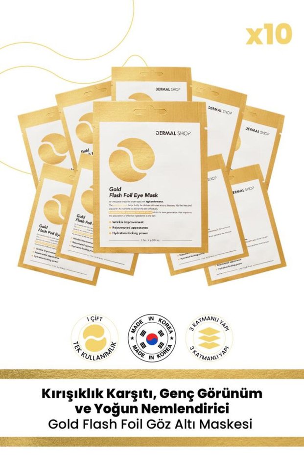 3 Layer Gold Flash Foil Paper Eye Mask Against Under-Eye Bags 4 Gr 10 Pieces