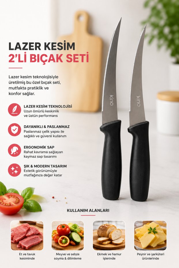2-Piece Vegetable and Fruit Knife Set – Laser Cut Knife Set | 21 cm