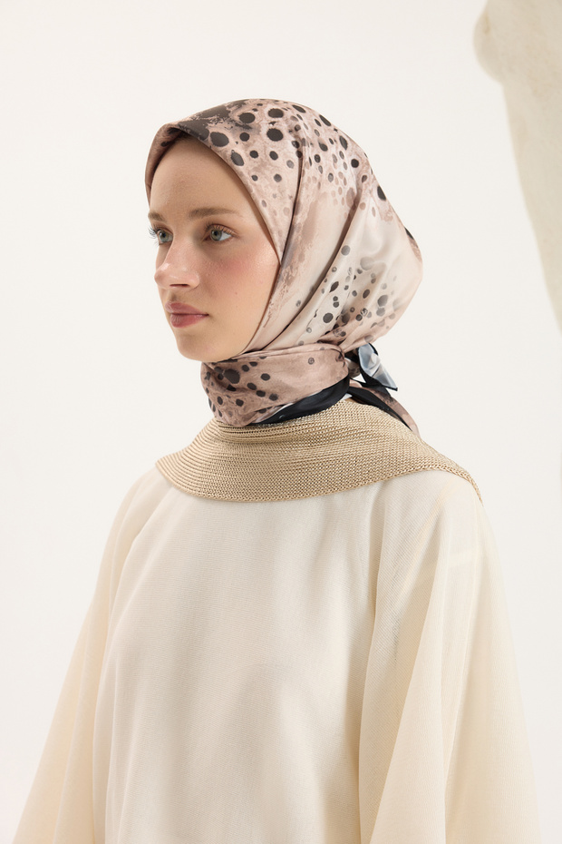 Patterned Twill Scarf Prime Beige
