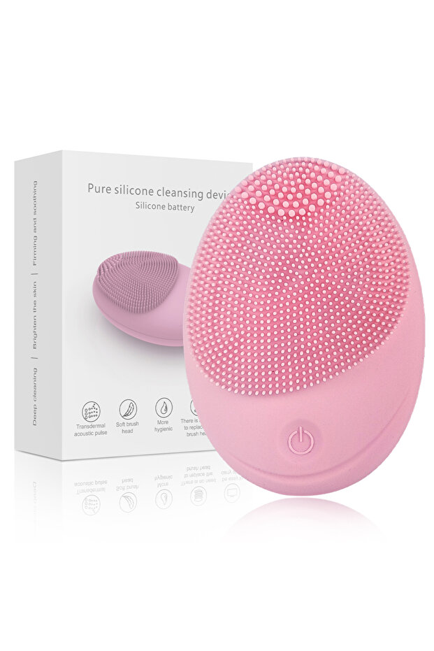 pink Facial Cleansing Brush Made with Ultra Hygienic Soft Silicone, Waterproof Sonic Vibrating Face