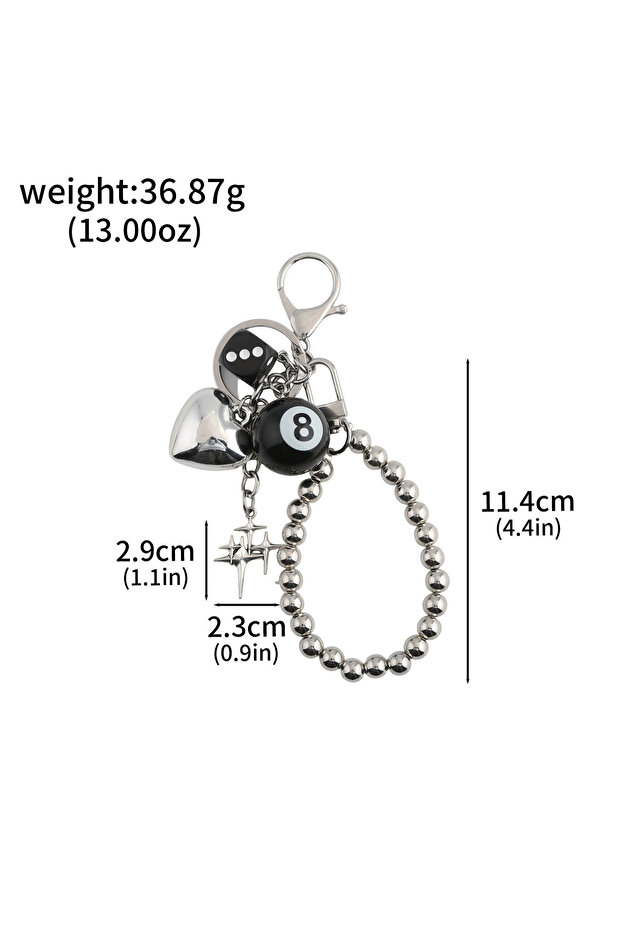 BG00400 Rock-style Black Dice Billiards Keychain Y2K Pink Lucky Dice Starburst Pendant Crossbody Han