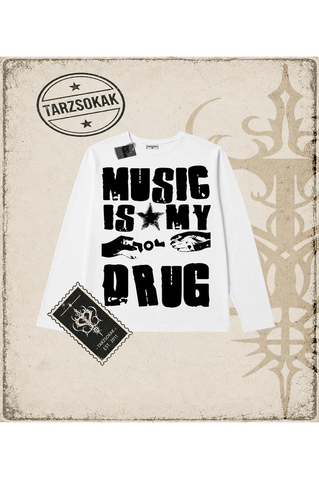 Gothic & Grunge Streetwear Musi̇c Is My Drug Long Sleeve