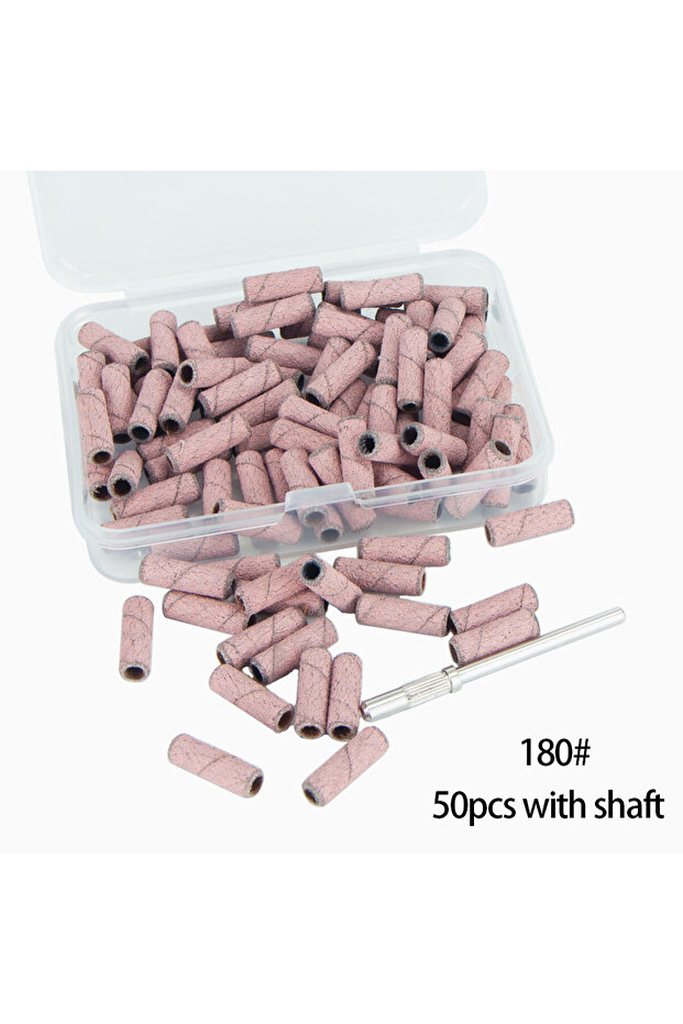 180grit pink 50pcs 3.1mm Mini Sanding Bands Kits Nail Drill Bits Mandrel Sets Dead Skin Remover Elec
