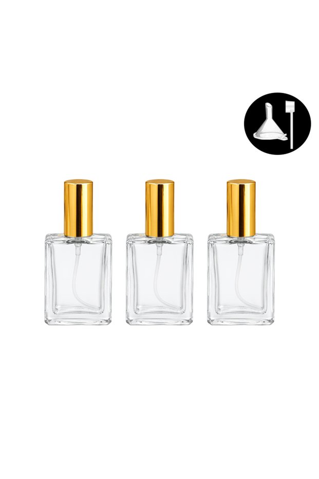 Glass 15ml golden 3pcs 1/3/5/10/20 15ml Flat Square Perfume Sub Bottles, Reusable Makeup Water Spray