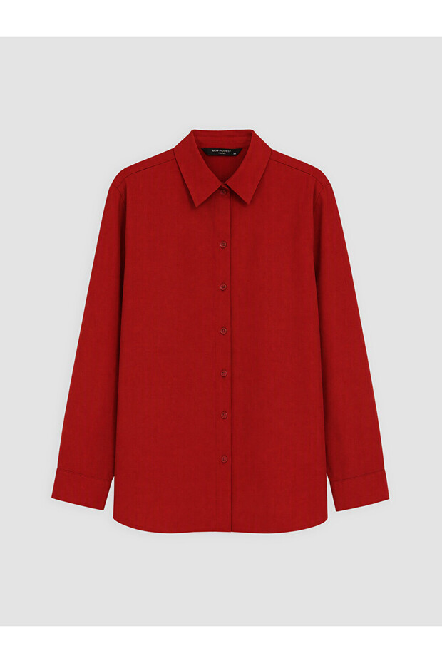 Lcw Modest Red 100% Cotton Women's Shirt