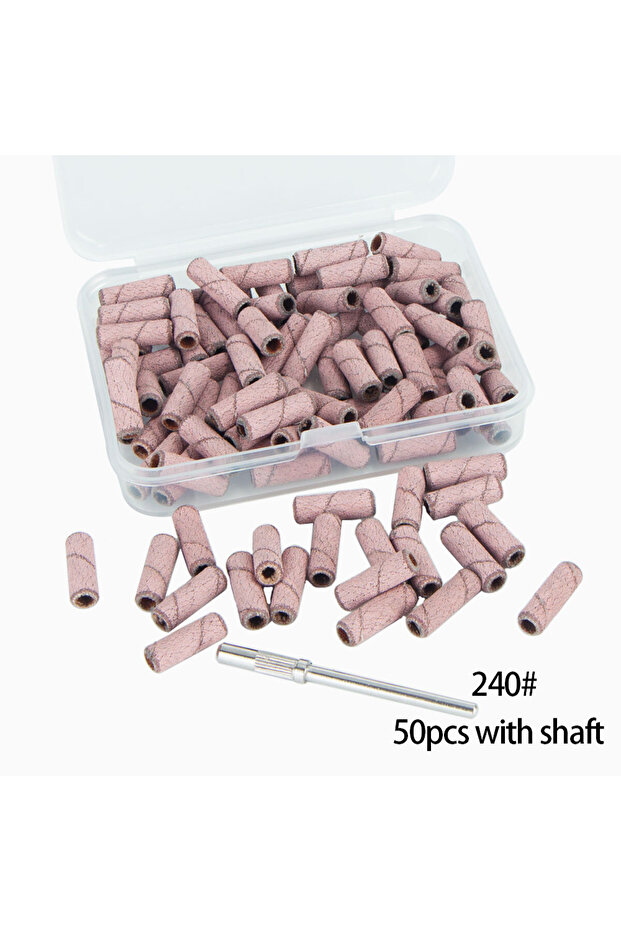 240grit pink 50pcs 3.1mm Mini Sanding Bands Kits Nail Drill Bits Mandrel Sets Dead Skin Remover Elec