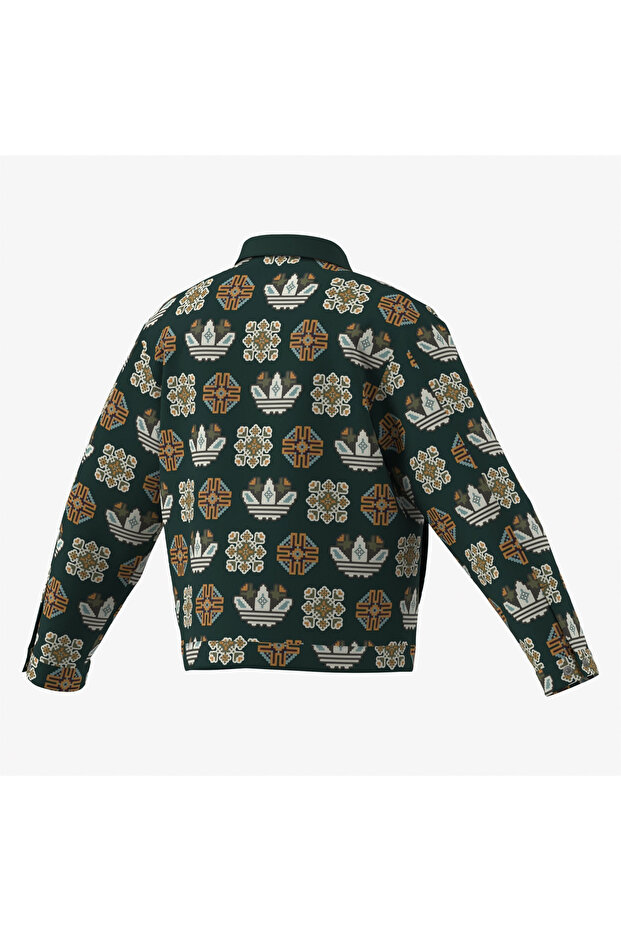 Monogram Allover Print Loose Green Jacket