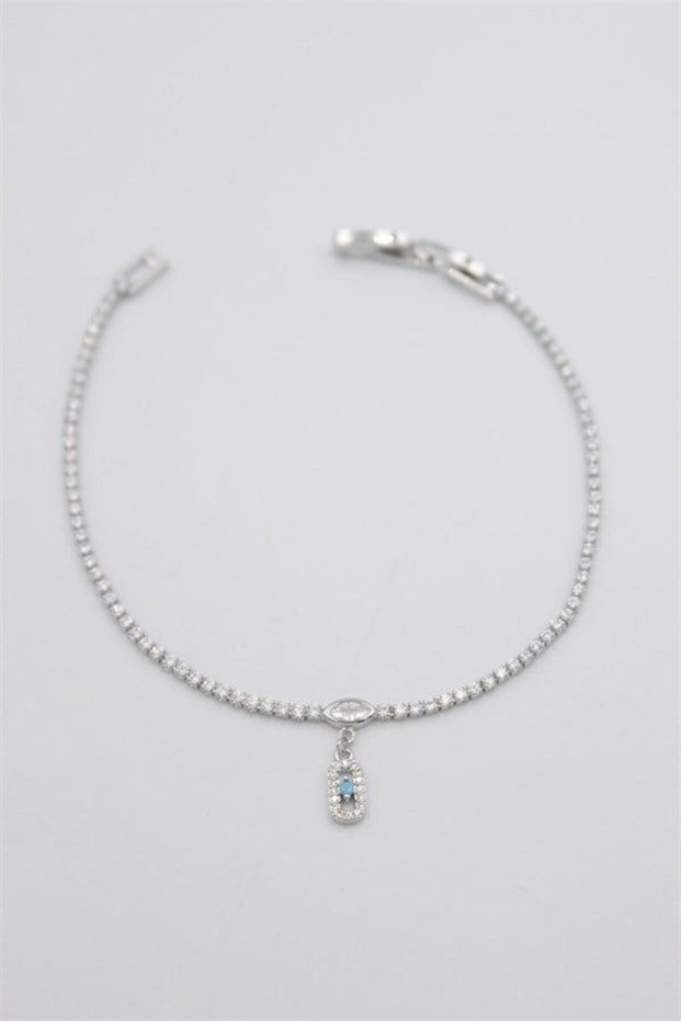Glb-stl41414 dangle stone bracelet - silver