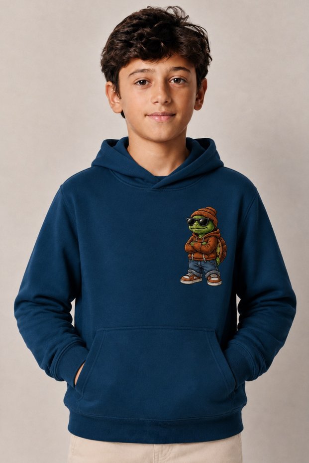 Boy's Hooded Printed Sweatshirt – Casual Hoodie with Kangaroo Pocket