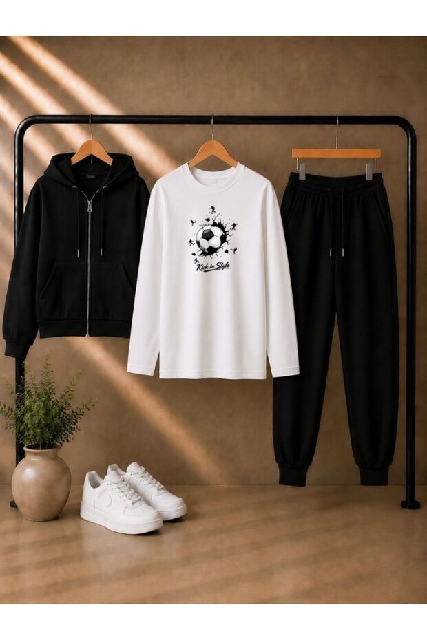 Armikids Unisex Kids 3-Piece Combination Set: Hooded Jacket, T-Shirt and Sweatpants