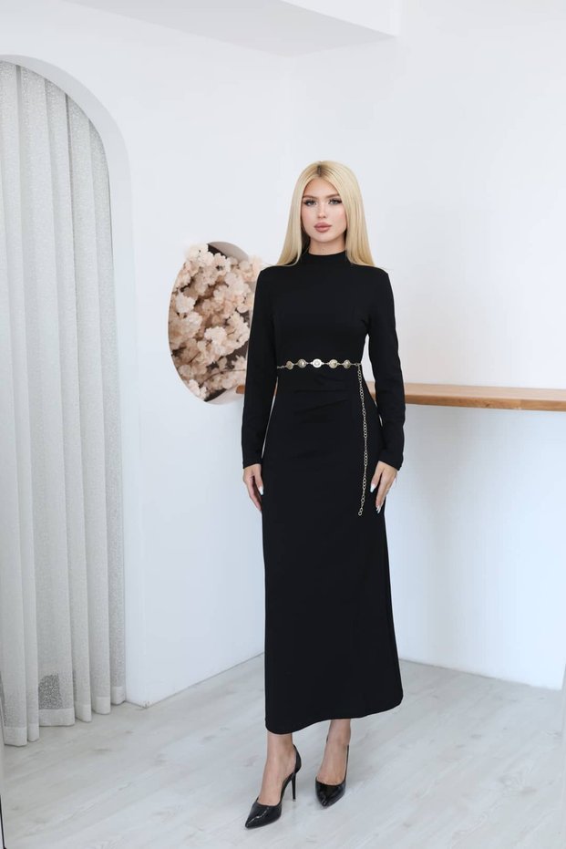 Chain Belt Long Modal Dress