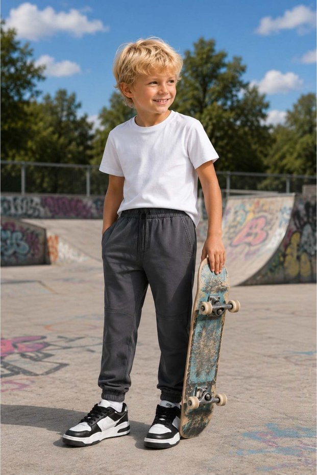 Boys' Smoked Sweatpants 5-14 Years Old