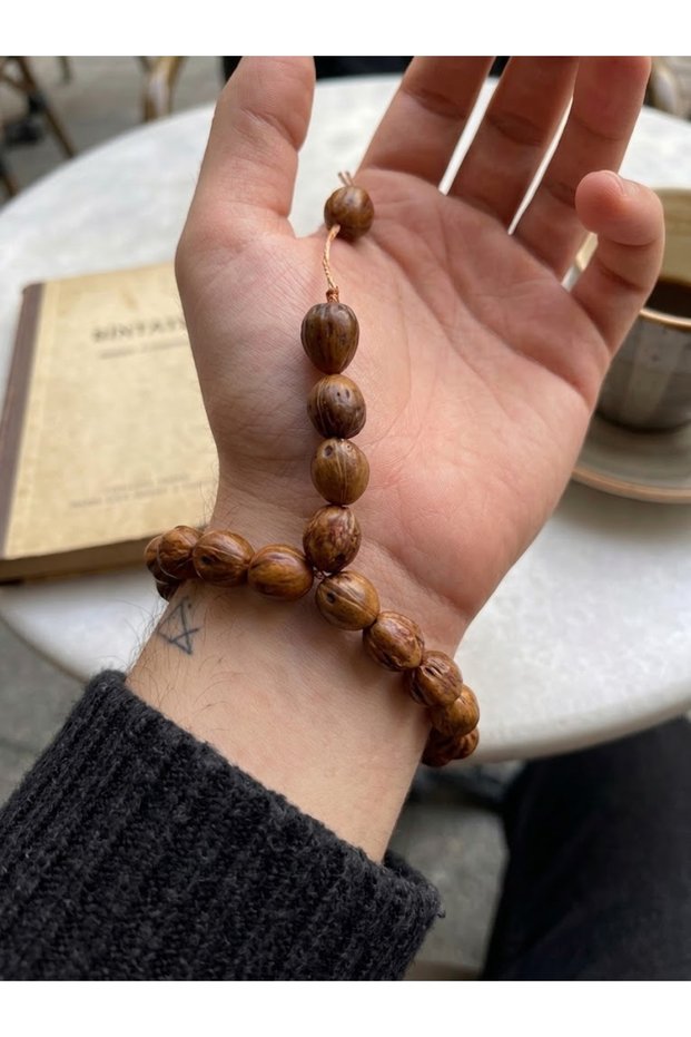 Handmade Small Size Scented Brown Colored Natural Andiz Tree Seed Stress Relief Rosary with Carrying Box Gift