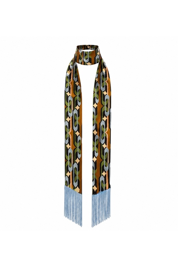 Patterned Tassel Scarf
