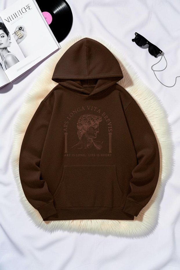 Unisex Ars Longa Vita Brevis Printed Oversize Hoodie Hooded Sweatshirt