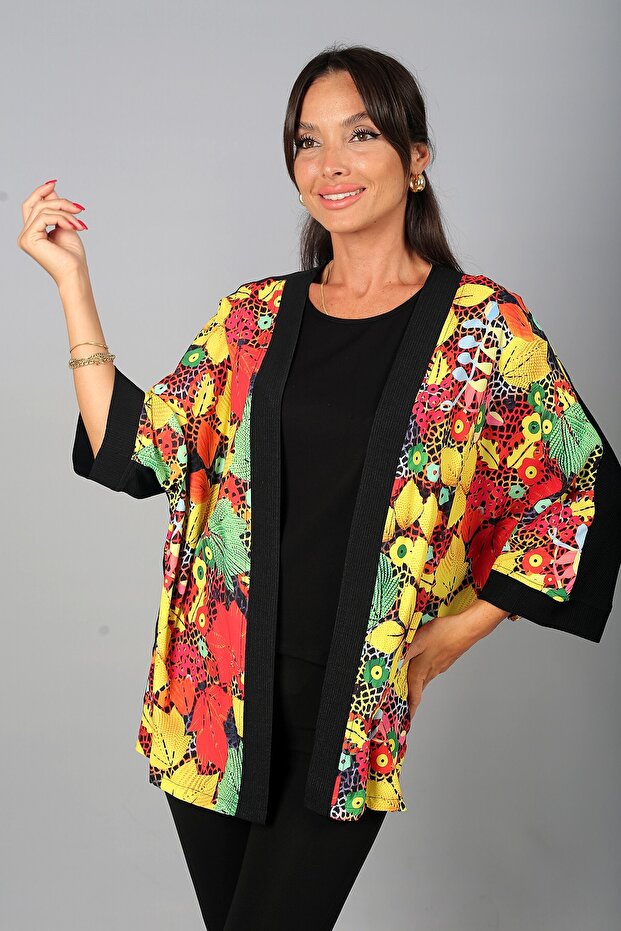 Women's Floral Patterned Round Neck Long Sleeve Double Set