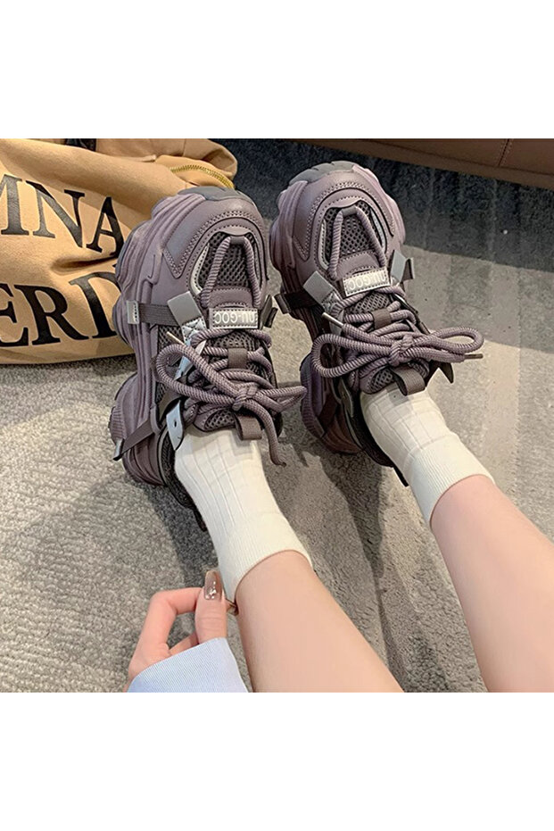 Women's Mesh Chunky Running Lace-Up Sneakers
