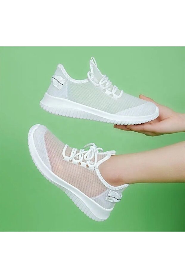 Women's White Mesh Sneakers
