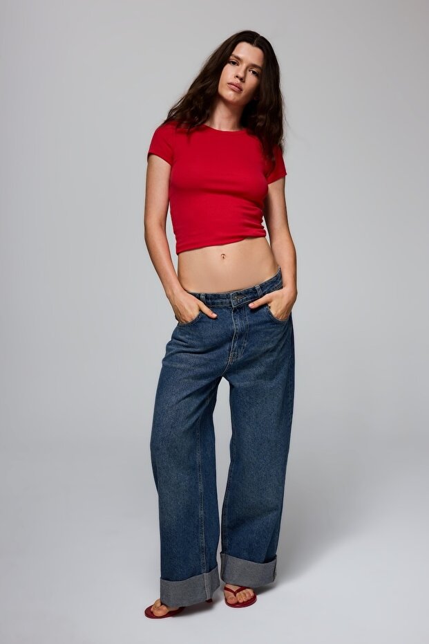 Baggy High Waist Ankle-Tapered Jean Trousers I1914Ax26Au