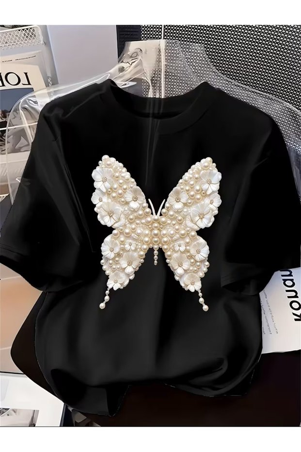 Printed T-Shirt. Short Sleeve Summer & Spring Casual Top, Women's Clothing