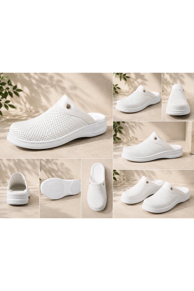 Classic Sole with Full Orthopedic and Anatomical Structure, Comfortable Hospital-Grade, Non-Slip Sole and Stitched White Finish