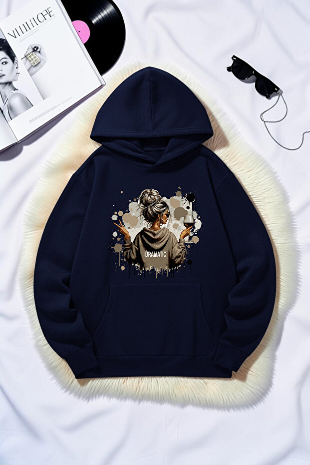 Unisex Dramatic Printed Oversize Hoodie Hooded Sweatshirt