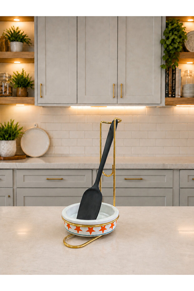Spoon Holder - Ceramic Spoon Holder with Colorful Herm Horse Pattern