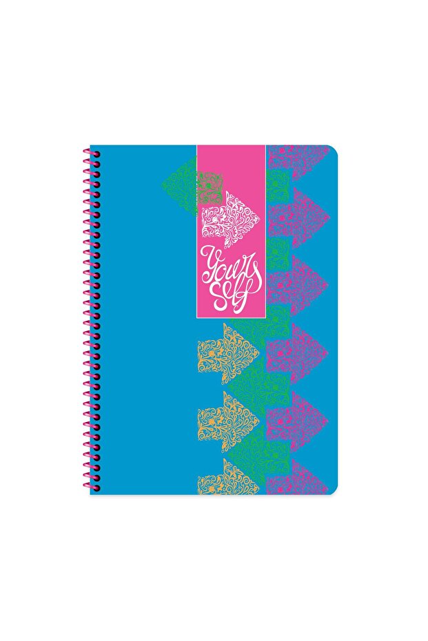 A4 Spiral Cardboard Cover Checkered Neon Notebook - Blue