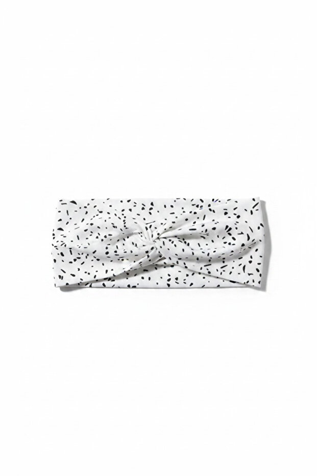White and Black Patterned Cross-Tied Lycra Hair Band