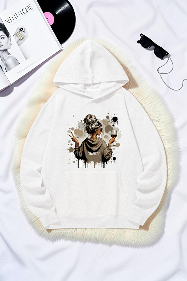 Unisex Dramatic Printed Oversize Hoodie Hooded Sweatshirt
