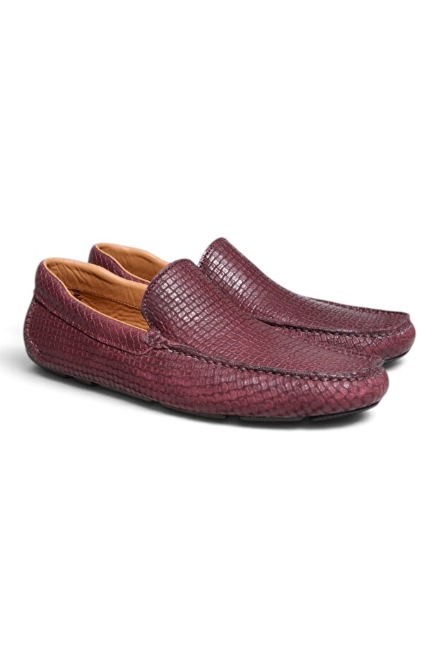 Bordo Color Laceless Genuine Leather Men's Shoes