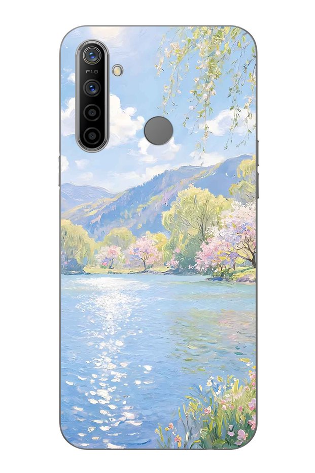 Realme 5I / 6I / C3 Compatible Monet Style Lake Landscape Pattern Transparent Phone Case