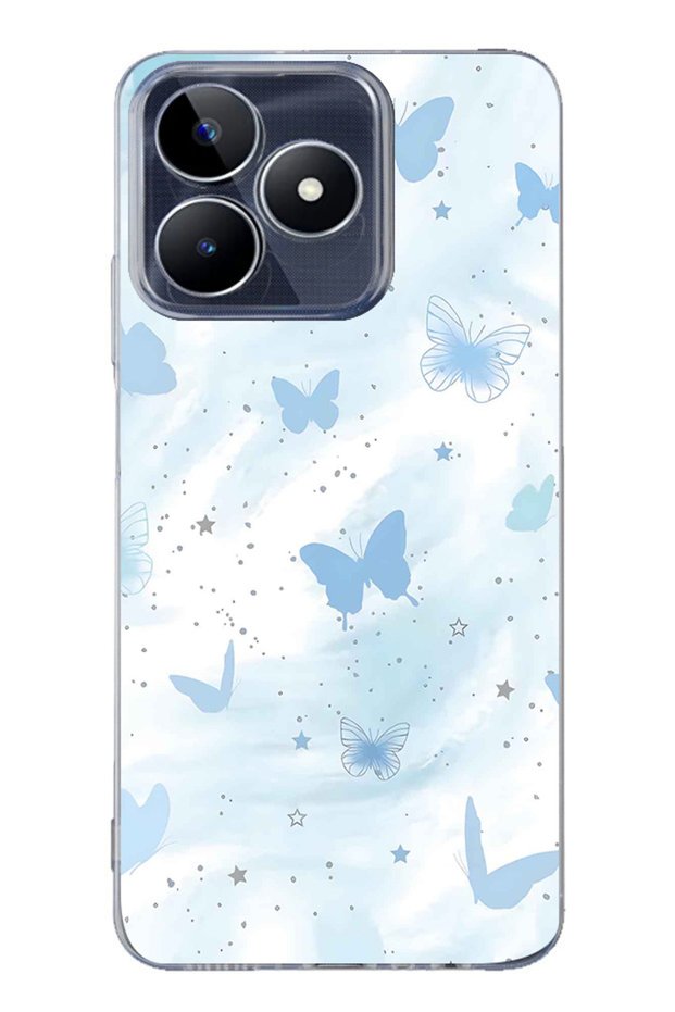 Realme Note 50 4g Compatible Pastel Blue Butterfly Pattern Transparent Phone Case