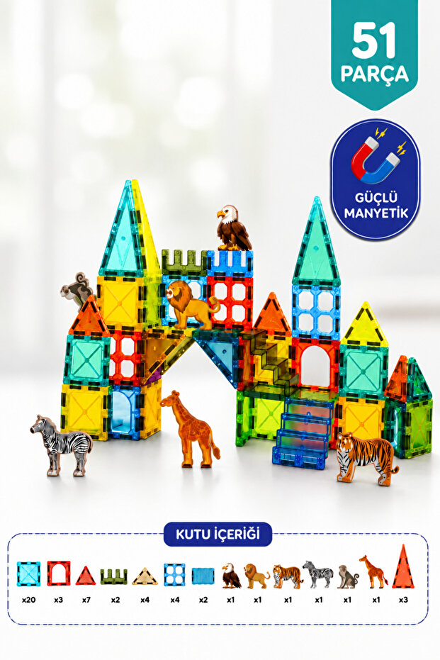 Wild Animals Themed Magnetic Building Blocks Educational Magnetic Building Toy 5.5 cm