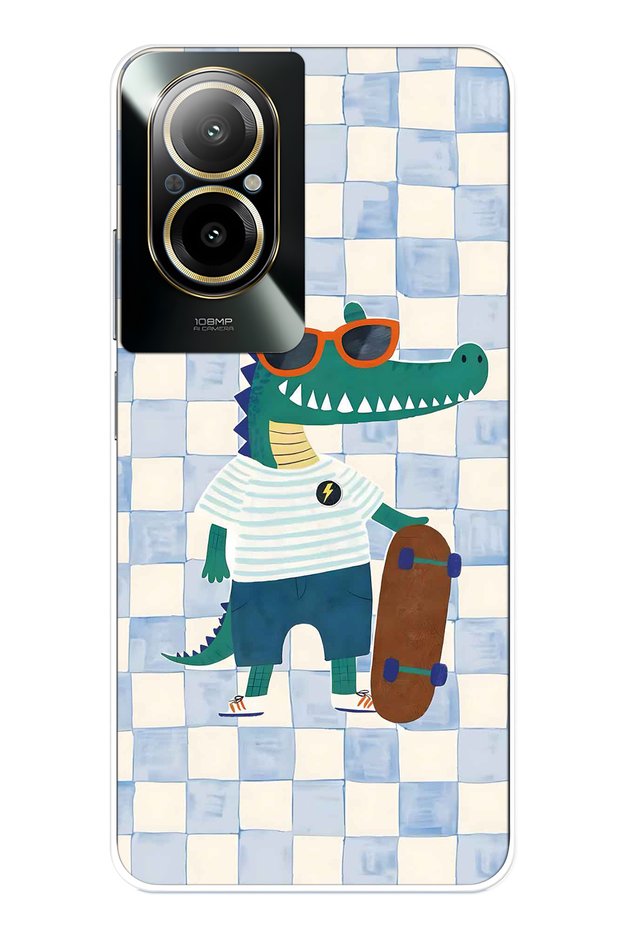 Realme 12 Lite Compatible Cool Crocodile Pattern Transparent Phone Case
