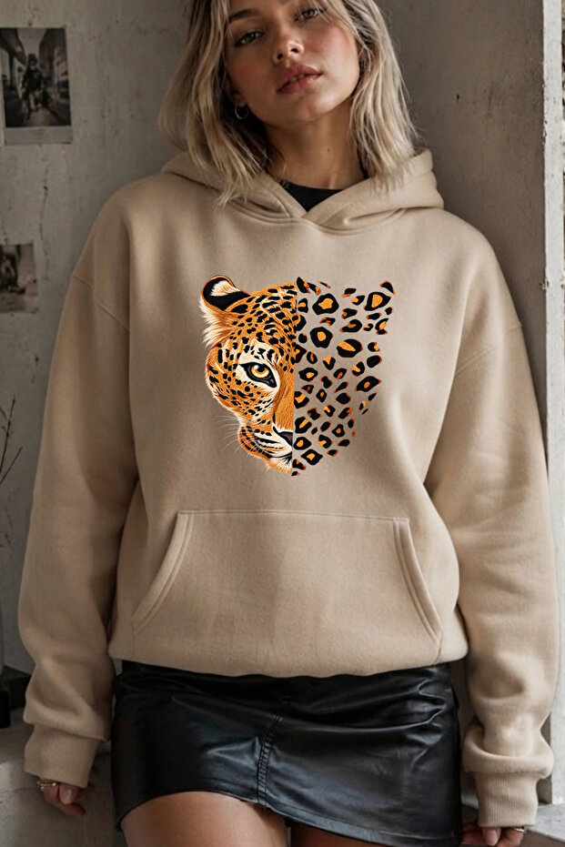 Unisex Leokaplan Printed Oversize Hoodie Hooded Sweatshirt