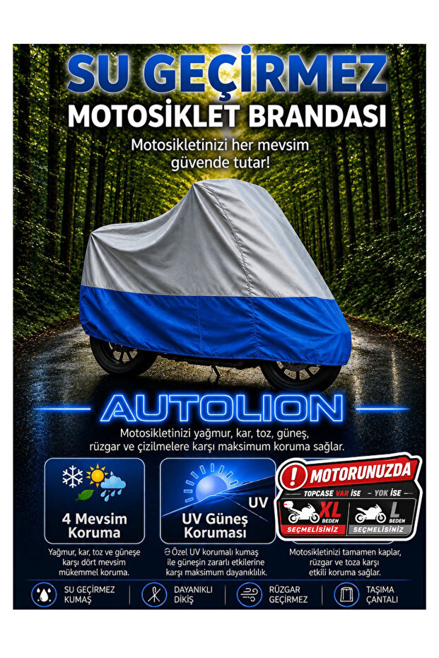 Compatible with Apache Rtr 200 4V (Gray-Blue Motorcycle Cover, Waterproof Uv-Protected Engine Cover with Connection Clips and Carrying Bag.