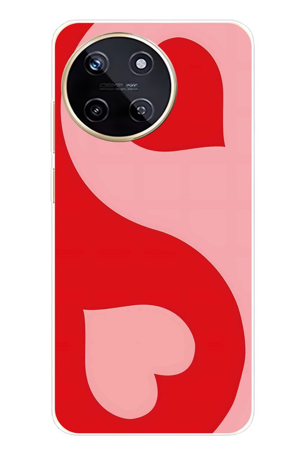 Realme 11 4g Compatible Red Ying Yang Pattern Transparent Phone Case