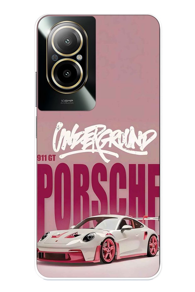 Realme 12 Lite Compatible Retro Car Pattern Transparent Phone Case