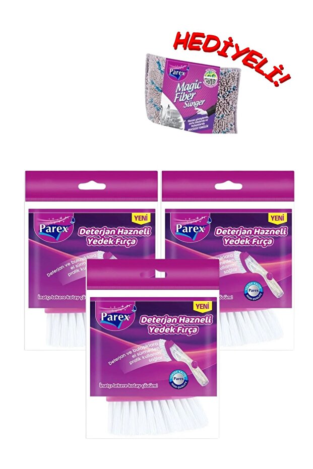 Replacement Brush Set with Detergent Container (3 Pieces) + Magic Fiber Sponge as a Gift