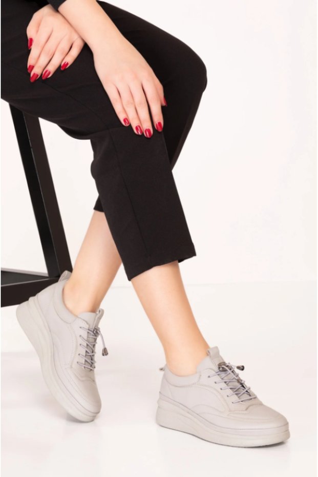 Genuine Leather Full Orthopedic Heel Spur Supported Smart Lace-Up Daily Women's Shoes