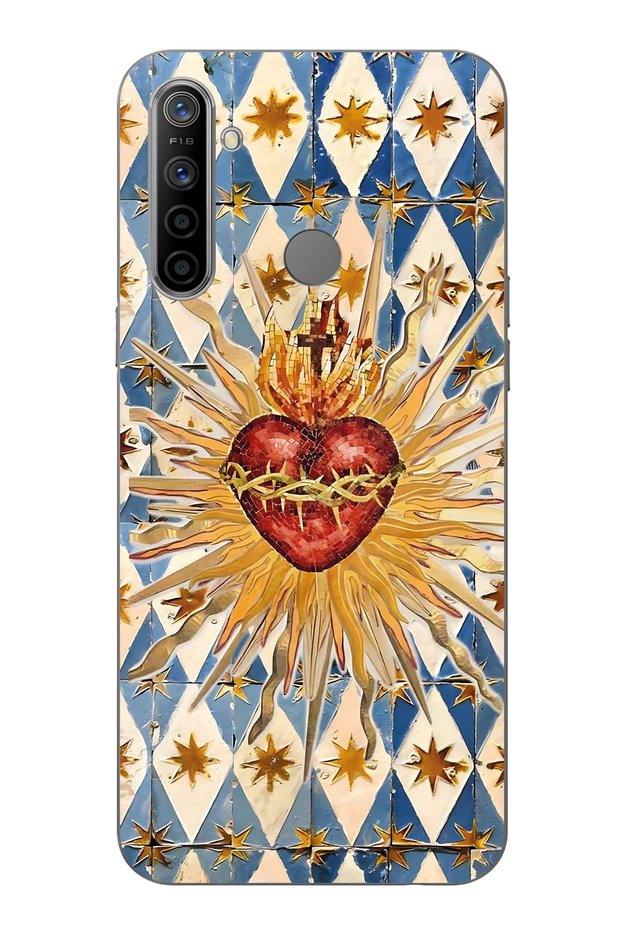 Realme 5I / 6I / C3 Compatible Vintage Sun and Heart Pattern Transparent Phone Case