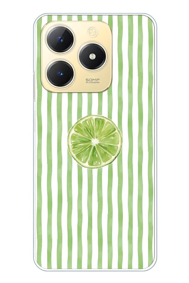 Realme C61 / C63 Compatible Lime Slice Patterned Transparent Phone Case