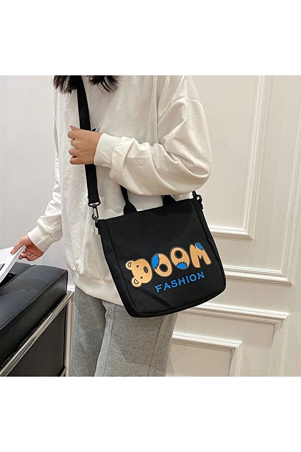 Women's Black Teddy Bear Crossbody Shoulder Bag