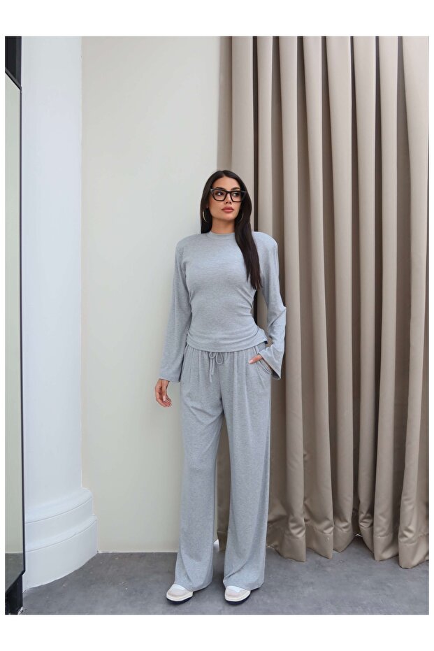 Padded Waist Tie-Up Tracksuit Set