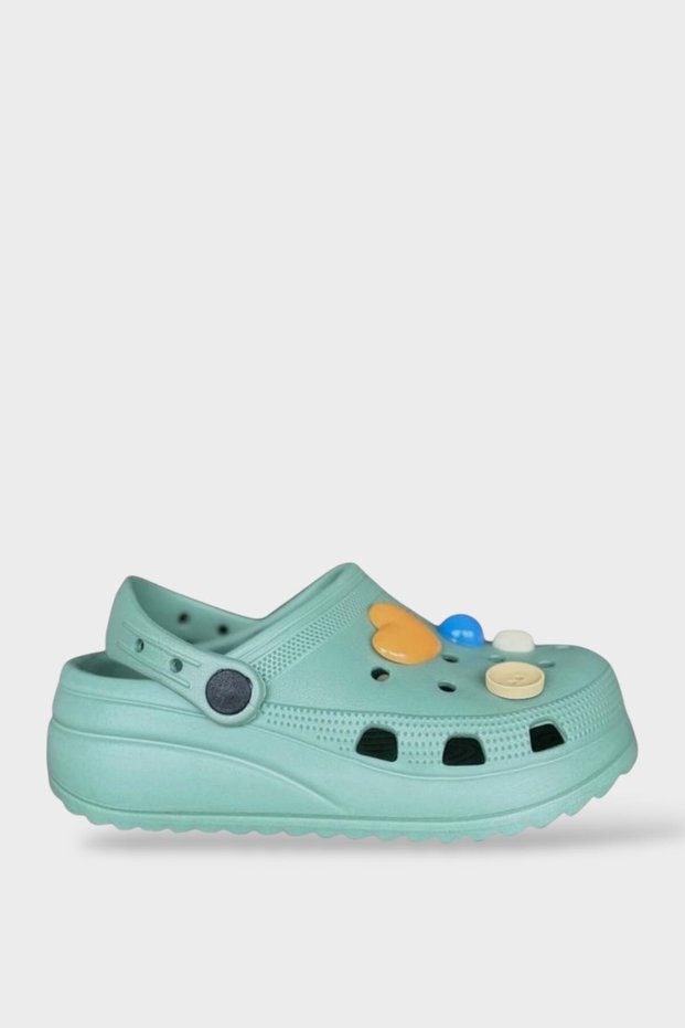 High Sole Children's Sandals with Accessories Water Green
