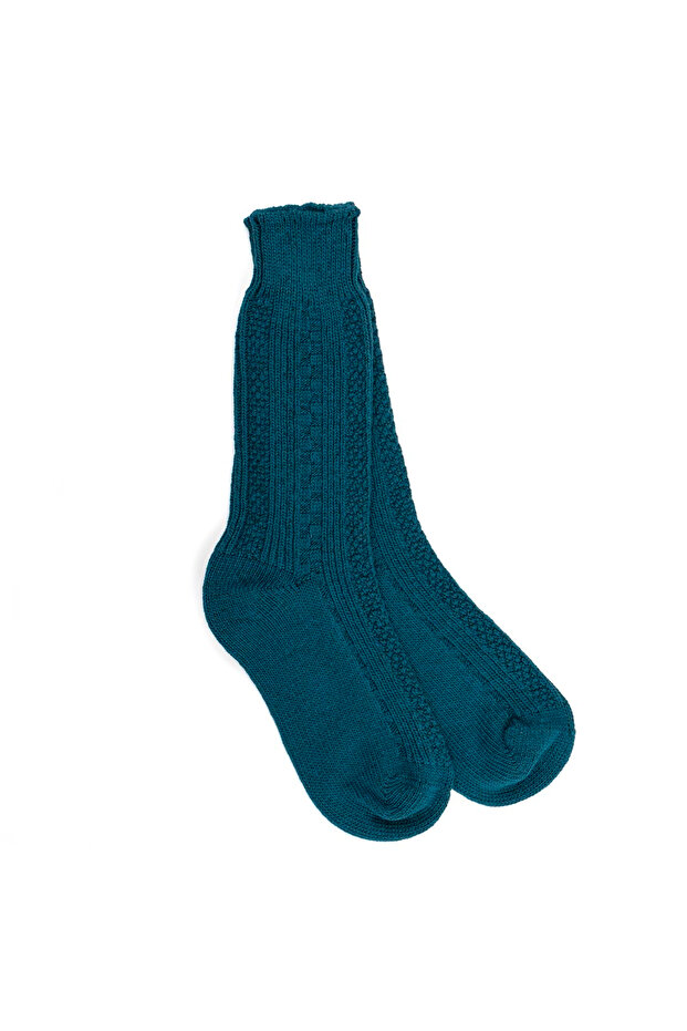 Seamless Long Wool Socks Petrol Green