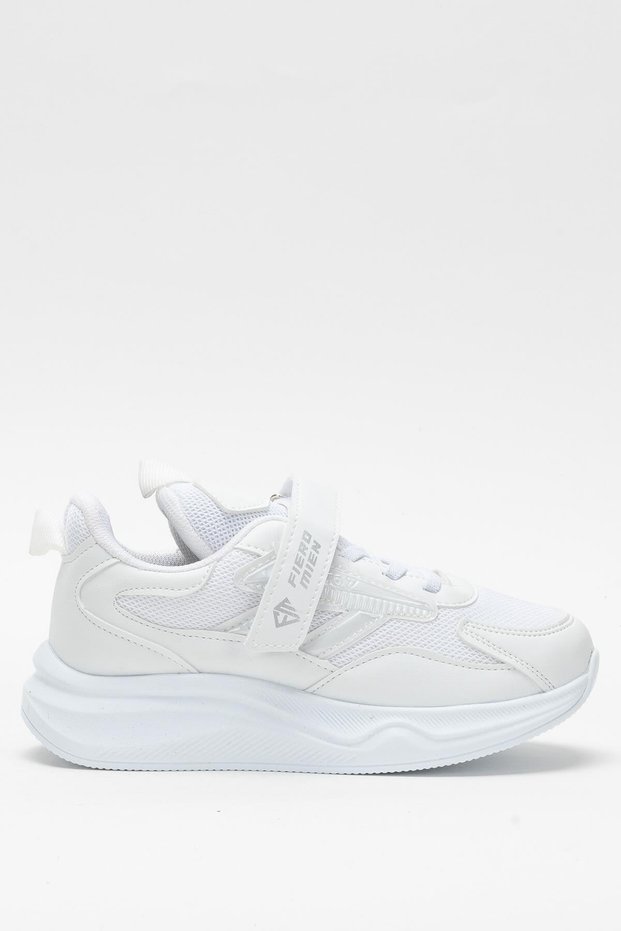 Children's Velcro Smart Lacing Sports Shoes White