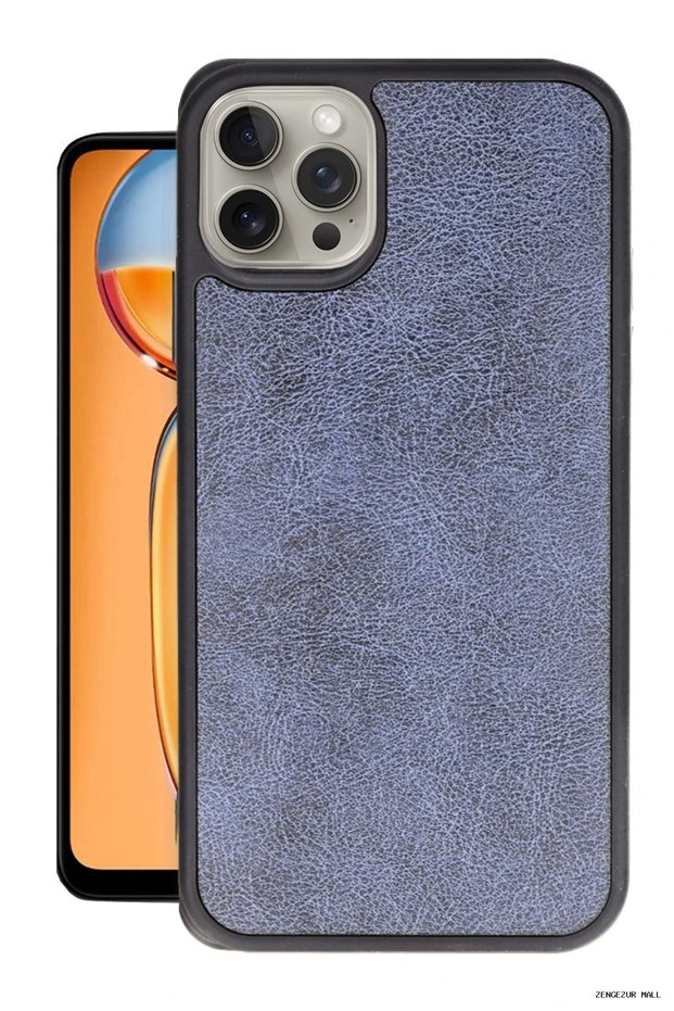 Zngzrmll iPhone 14 Pro Case Aras Leather Cover (181023) - Navy Blue