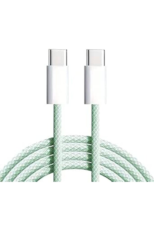 كيبل USB C مضفر 60 واط من فيرست ويف بطول 1 متر، 60 واط لنقل البيانات وشحن سريع بي دي متوافق مع ايفون